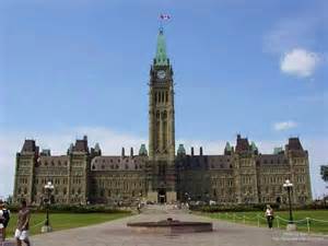 A picture of Parliament hill, home to Canada's parliament.