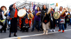 NWAC demonstrating  on Hastings Street, Downtown Vancouver for a Sisters in Spirit Gathering to honour missing/murdered aboriginal women.